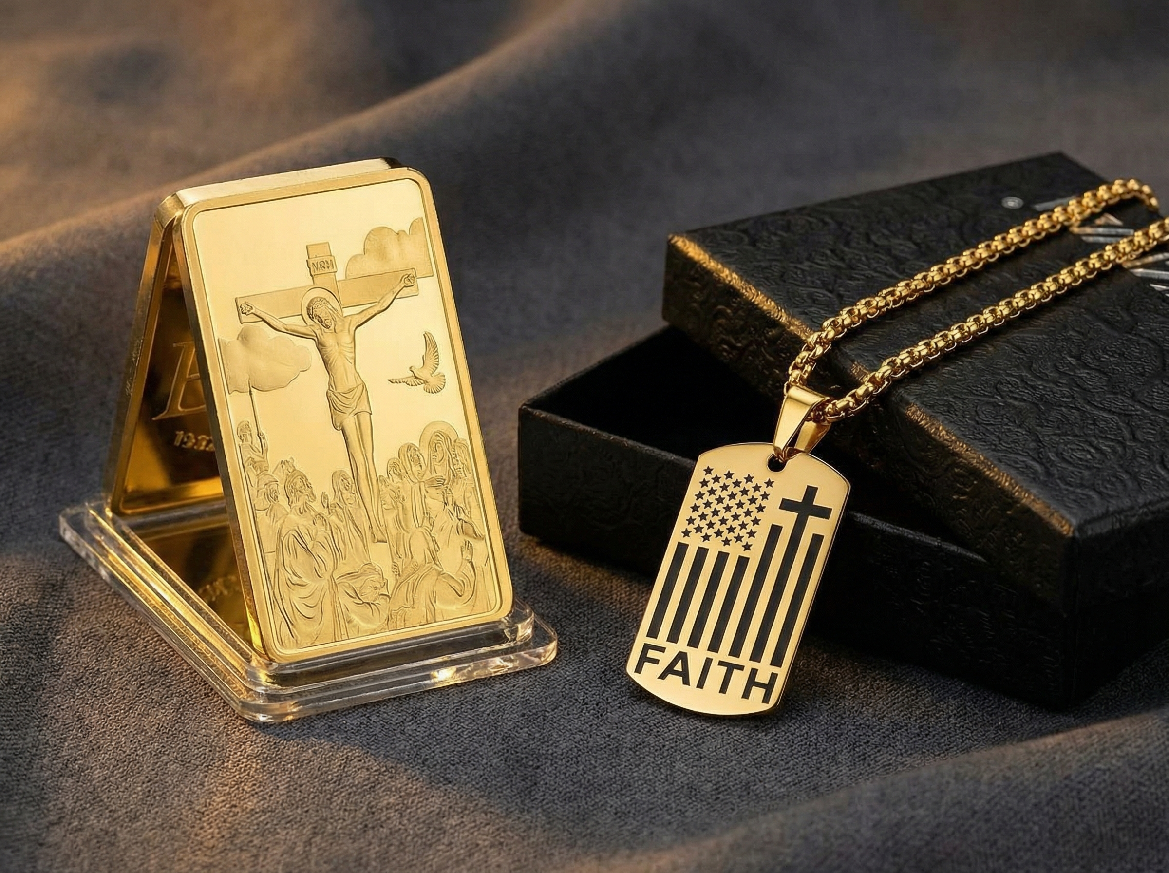 American Flag Cross Necklace